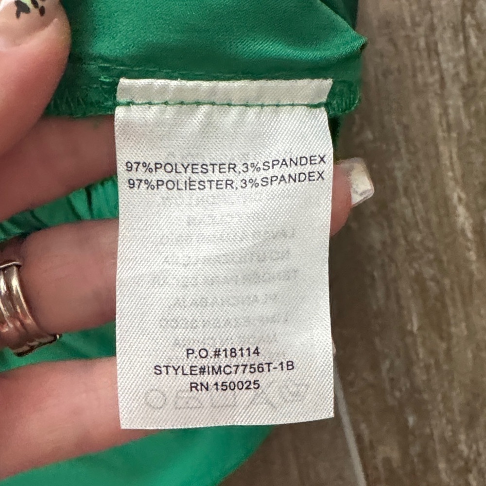 Emory Park Emerald Satin looking Ruffle Tank Top - Picture 8 of 8